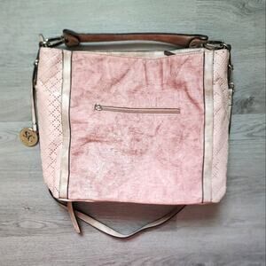 Simon Chang Women's Pink Crossbody Bohemian Boho Slouch Satchel Handbag Purse